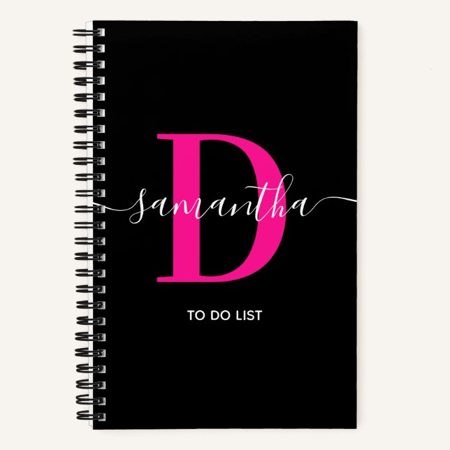 Deep Pink Signature Monogram To Do List Notebook (Front)