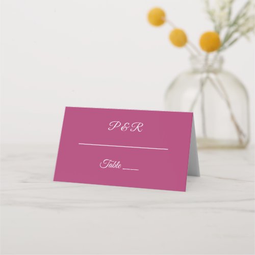 Deep Pink Simple Stylized Script Wedding Place Card