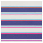 [ Thumbnail: Deep Pink, Sky Blue, White, Midnight Blue & Sienna Fabric ]