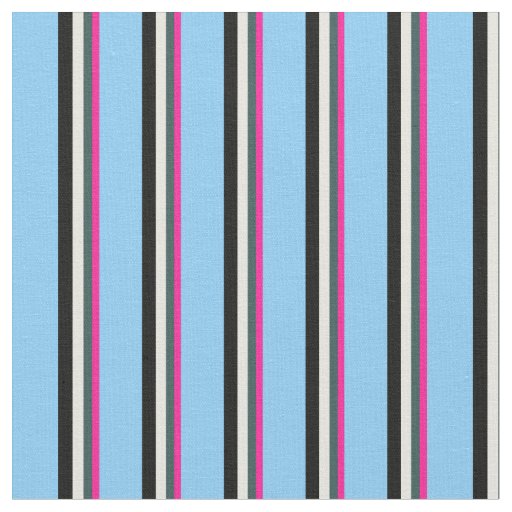 Deep Pink, Slate Gray, Beige, Black & Sky Blue Fabric