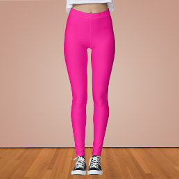 Deep Pink Solid Color Leggings