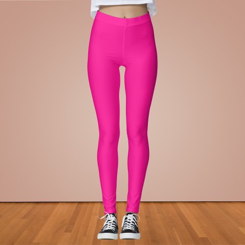 Deep Pink Solid Color Leggings