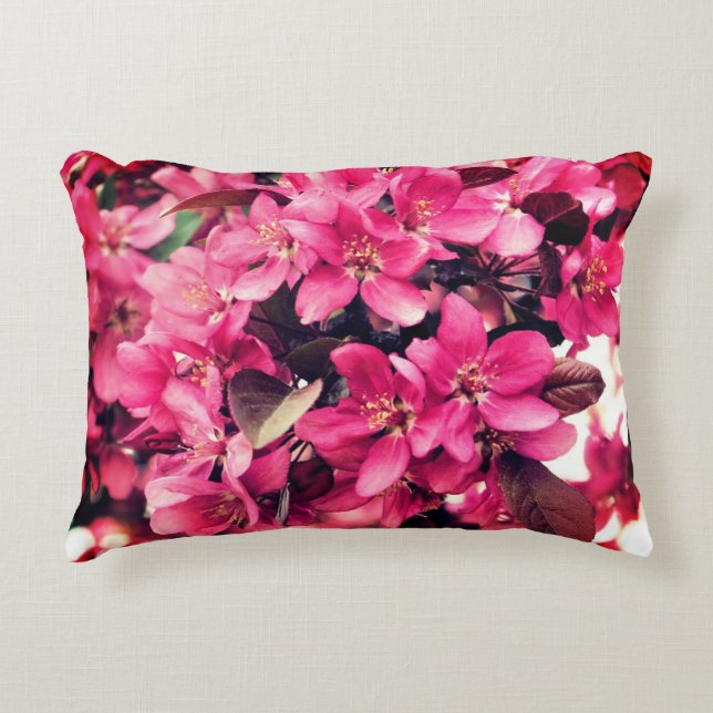 Deep Pink Spring Crabapple Flower Blossoms   Accent Pillow (Front)