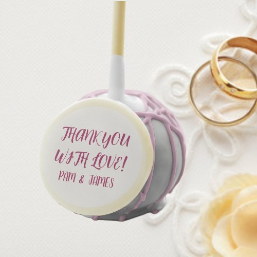 Deep Pink Stylized Lettering Wedding Thank You Cake Pops