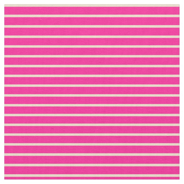 Deep Pink & Tan Striped/Lined Pattern Fabric (Close Up)