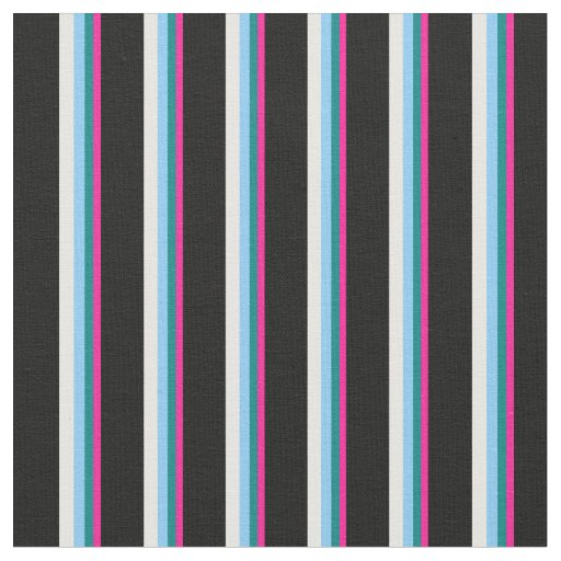 Deep Pink, Teal, Light Sky Blue, White & Black Fabric