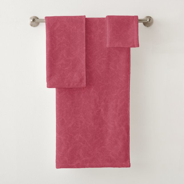 Deep pink  textured swirling  pattern bath towel set (Insitu)
