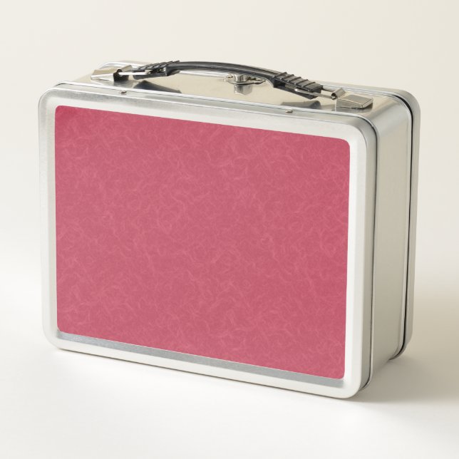 Deep pink  textured swirling  pattern metal lunch box (Back)