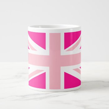 Deep Pink Union Jack Giant Coffee Mug by pinkgifts4you at Zazzle