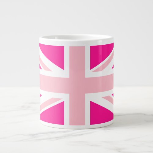 Deep Pink Union Jack Giant Coffee Mug