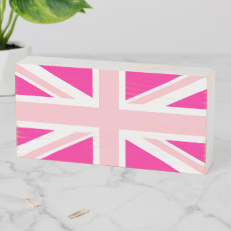 Deep Pink Union Jack Wooden Box Sign