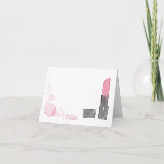 Deep Pink Watercolor Lipstick Note Card