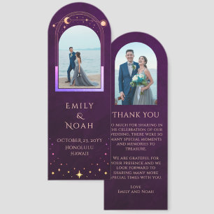 Deep Plum Celestial Photo Wedding Thank You Bookmarks