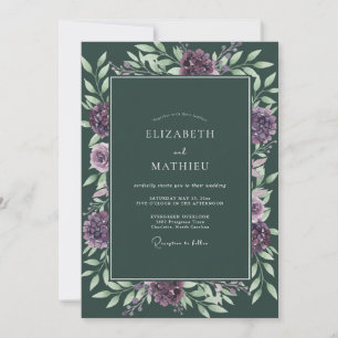 Deep Plum Dahlia Wedding Invitation