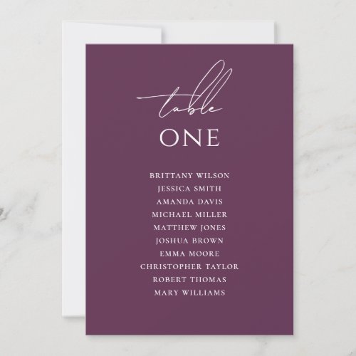 Deep Plum Elegant Modern Wedding Seating Chart Invitation