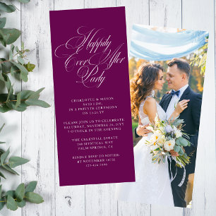 Deep Plum Happily Ever After Photo Reception Invitation