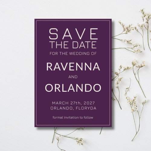 Deep Plum Ivory Old Money Modern Wedding Save The Date