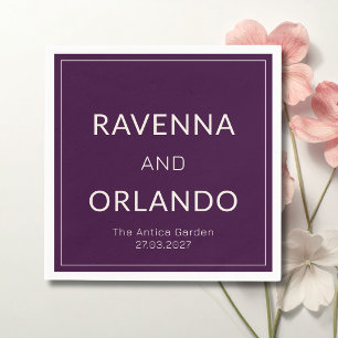 Deep Plum Ivory Old Money Timeless Elegant Wedding Napkins