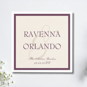 Deep Plum Ivory Old Money Timeless Wedding Napkins