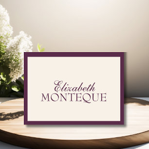 Deep Plum Ivory Old Money Wedding Place Card