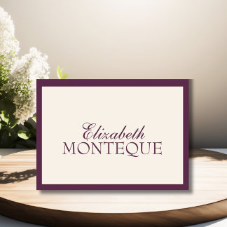 Deep Plum Ivory Old Money Wedding Place Card