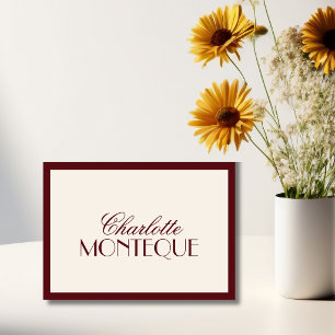 Deep Plum Old Money Black Tie Wedding Place Card