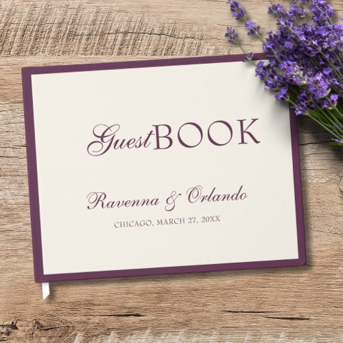 Deep Plum Old Money Timeless Glam Wedding Guest Book