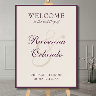 Deep Plum Old Money Timeless Wedding Welcome Foam Board