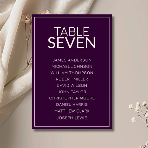 Deep Plum Old Money Wedding Guest Seating Chart Table Number