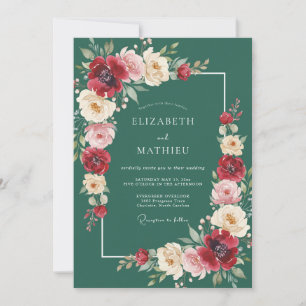 Deep Plum Painterly Flourish Wedding Invitation