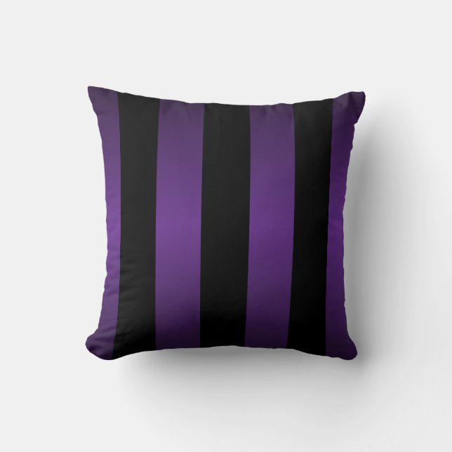 Deep Plum Purple & Black Bold Stripes Throw Pillow (Front)
