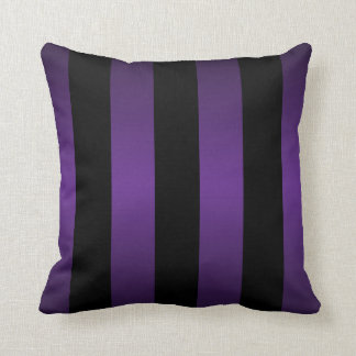 Deep Plum Purple & Black Bold Stripes Throw Pillow