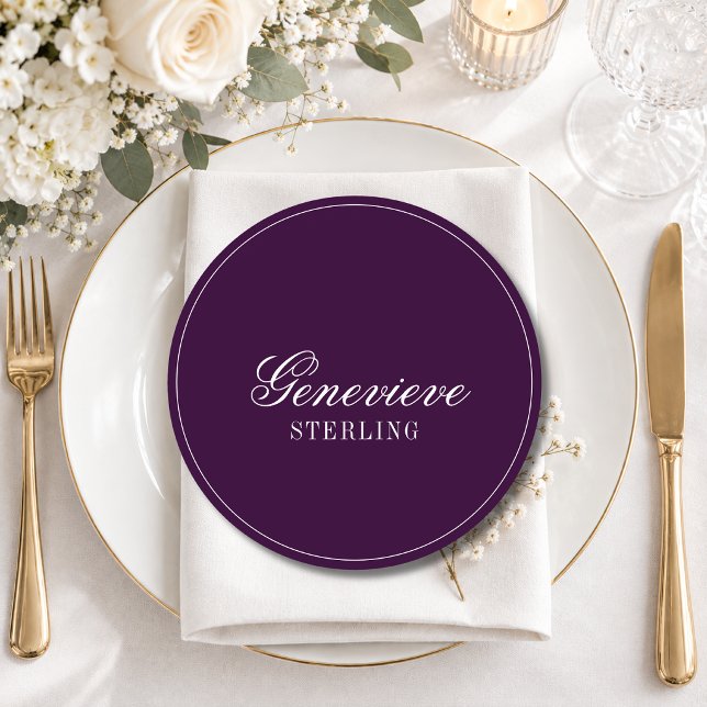 Deep Plum Quiet Round Wedding Guest Place Program (Creator Uploaded)