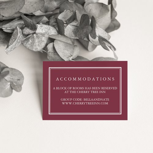 Deep Plum Wedding Hotel Accommodation Cards