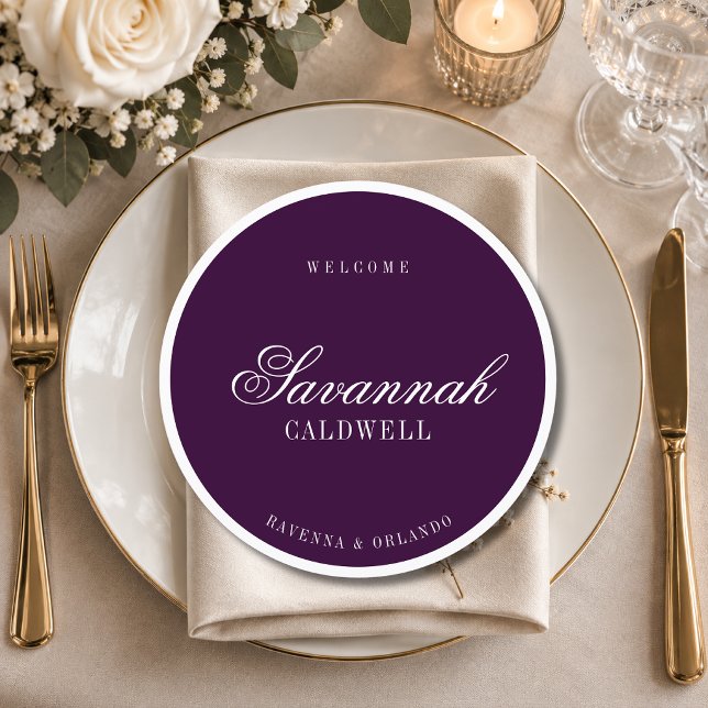 Deep Plum White Formal Round Wedding Guest Place Program (Creator Uploaded)