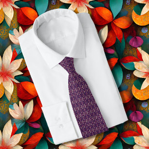 Deep Purple and Muted Earthy Abstract Geometri Neck Tie