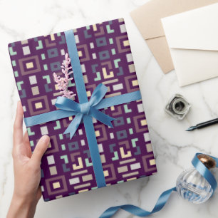 Deep Purple and Muted Earthy Abstract Geometri Wrapping Paper