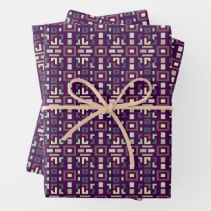 Deep Purple and Muted Earthy Abstract Geometri Wrapping Paper Sheets