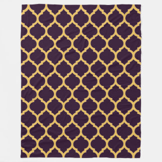 Deep Purple and Tan Moroccan Quatrefoil Pattern Fleece Blanket