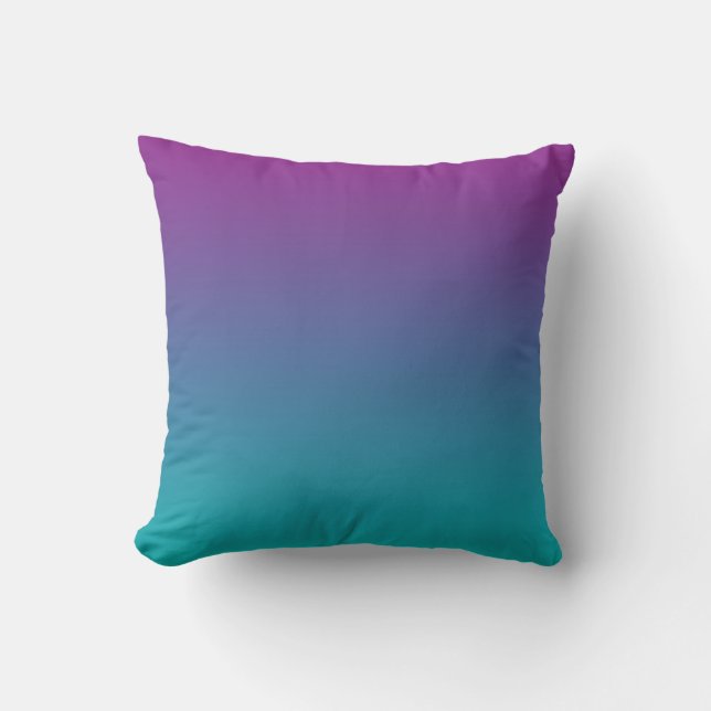 “Deep Purple And Teal Ombre” Throw Pillow (Front)