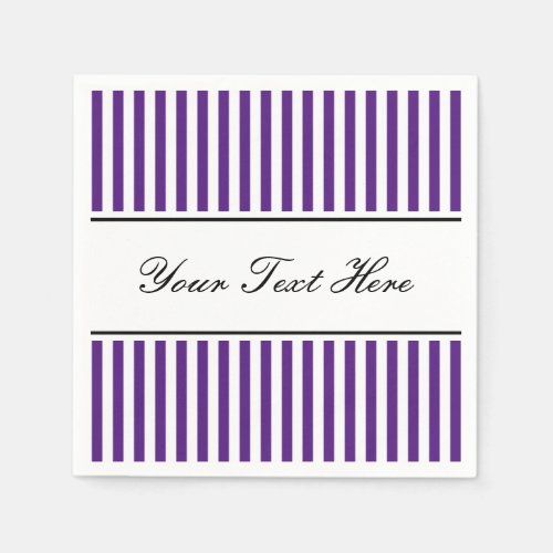 Deep purple and white striped napkins for wedding