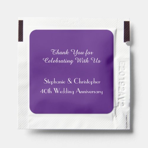 Deep Purple Anniversary Party Favor Personalized Hand Sanitizer Packet