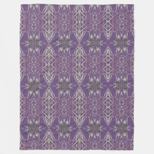 Deep Purple Art Nouveau Deco Kaleidoscopic Fractal Fleece Blanket