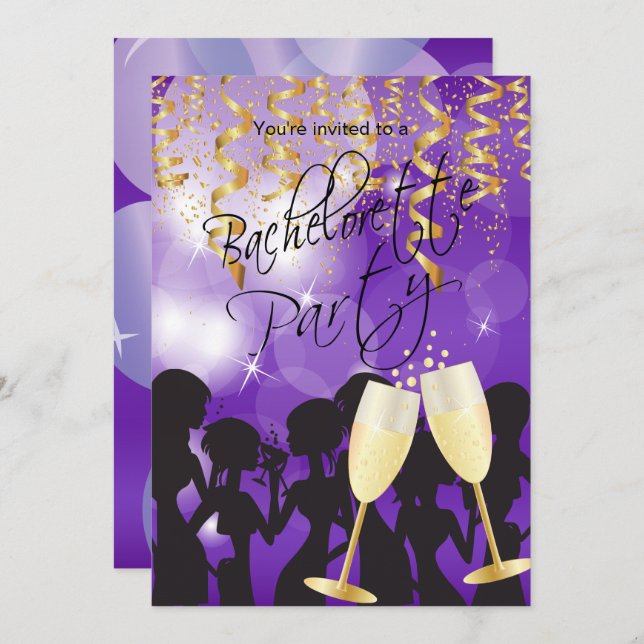 Deep Purple Bachelorette Party Invitation (Front/Back)