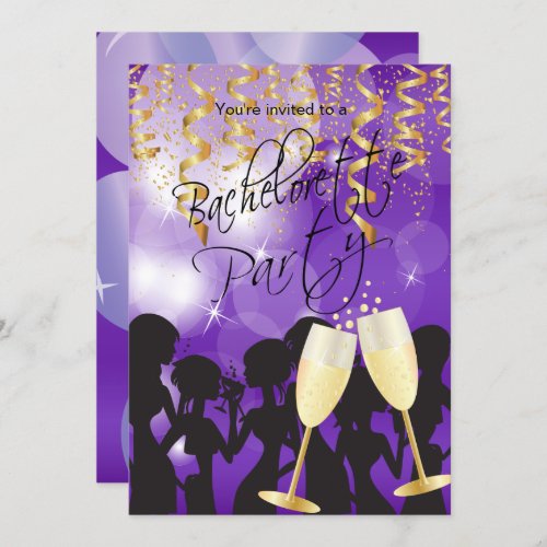 Deep Purple Bachelorette Party Invitation