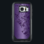 Deep Purple Background & Girly Floral Lace Edge OtterBox Samsung Galaxy S7 Edge Case<br><div class="desc">Elegant deep purple metallic texture print background with darker purple floral swirly lace accent.</div>