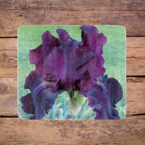 Deep Purple Bearded Iris Floral Cutting Board