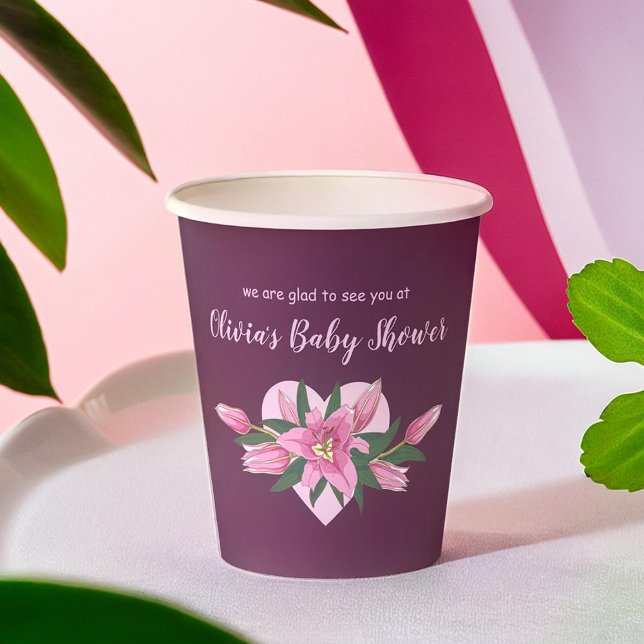 Deep Purple Blooming Lilies Baby Shower  Paper Cups (Deep Purple Blooming Lilies Baby Shower Paper Cups)