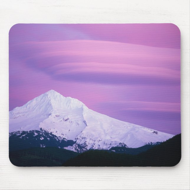 Deep purple clouds surround Mount Hood, in Mouse Pad (Front)