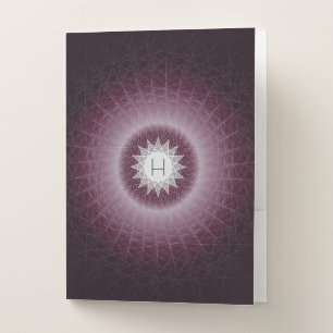 Deep Purple Cool Geometric Monogram Design Pocket Folder